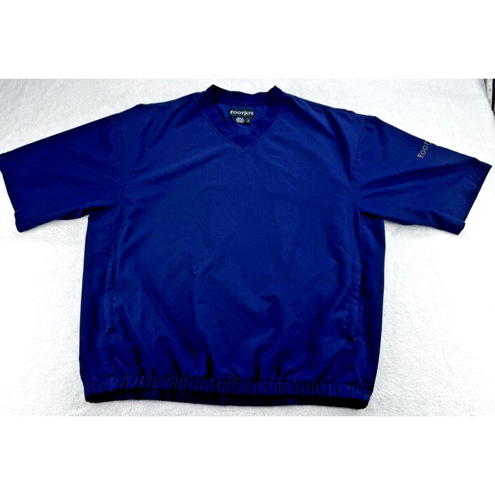 FootJoy Short Sleeve Windshirt Men L Blue Pockets (3-0605 1000438)‎